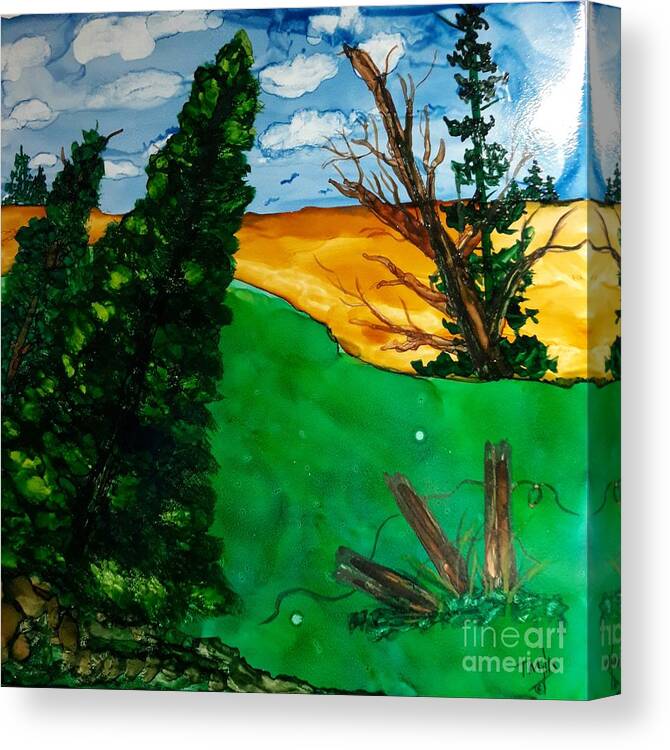 Alcohol Canvas Print featuring the painting Pine Ridge by Terri Mills