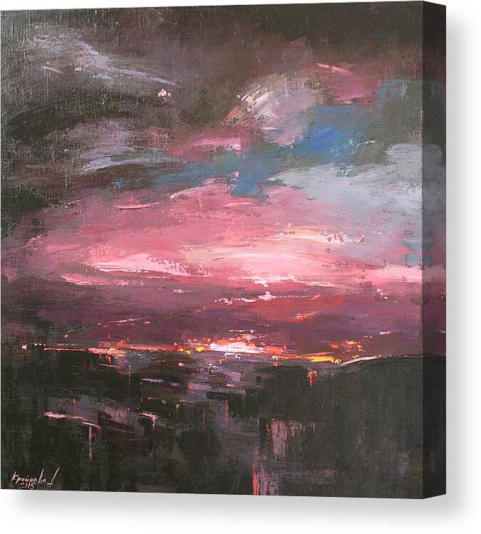 Pink Canvas Print featuring the painting Pink by Anastasija Kraineva