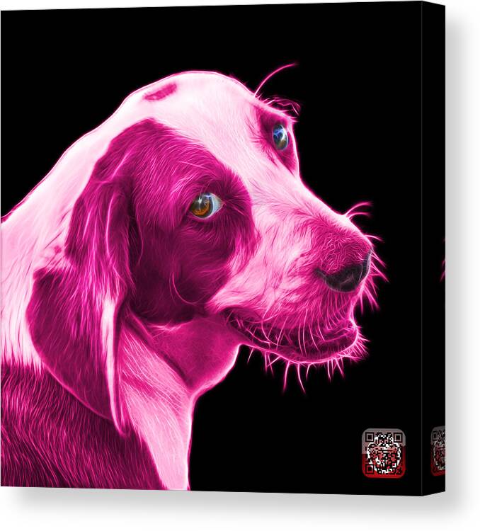 Beagle Canvas Print featuring the painting Pink Beagle dog Art- 6896 - BB by James Ahn