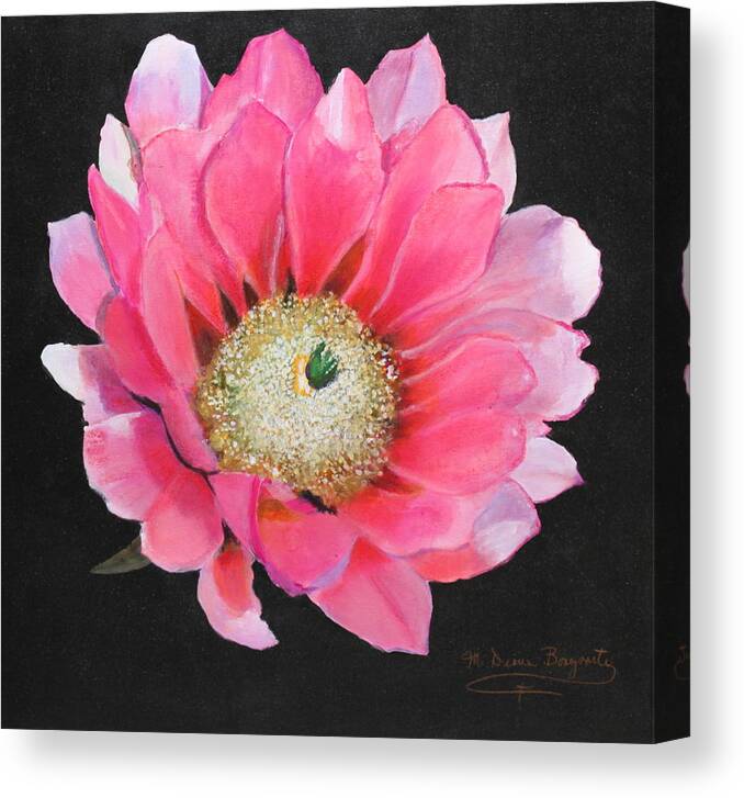 Floral Canvas Print featuring the painting Pink Cactus Flower by M Diane Bonaparte