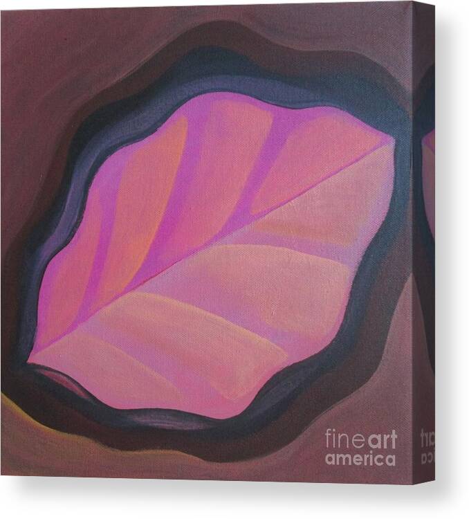 Pink Canvas Print featuring the painting Pink Leaf by Helena Tiainen