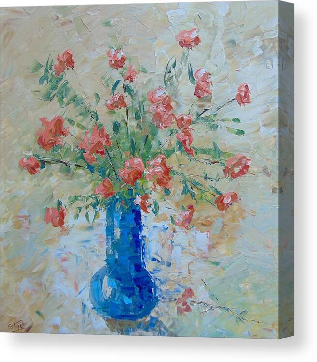 Floral Canvas Print featuring the painting Pink Roses by Frederic Payet