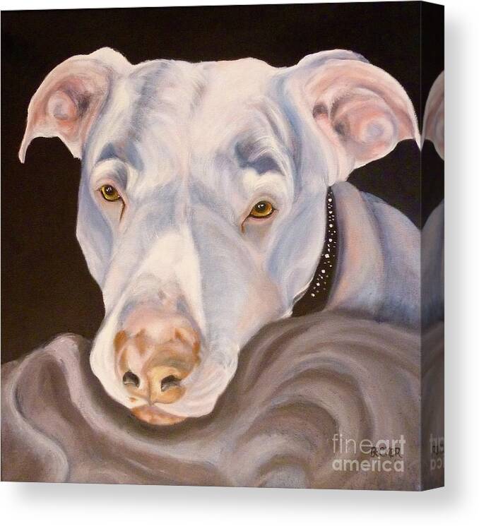 Dog Canvas Print featuring the painting Pit Bull Lover by Susan A Becker
