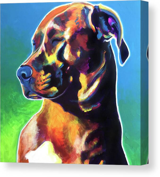 Pet Canvas Print featuring the painting Pit Bull - Twyla by Dawg Painter