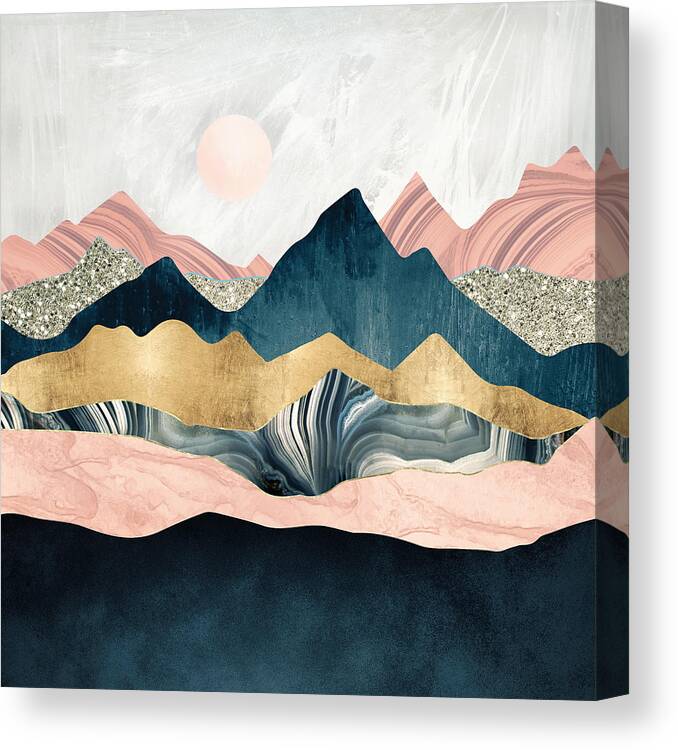 Mountains Canvas Print featuring the digital art Plush Peaks by Spacefrog Designs
