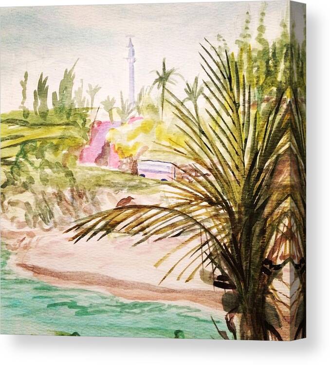 Bermuda Canvas Print featuring the painting Pnk Bermuda Bus by Maggii Sarfaty