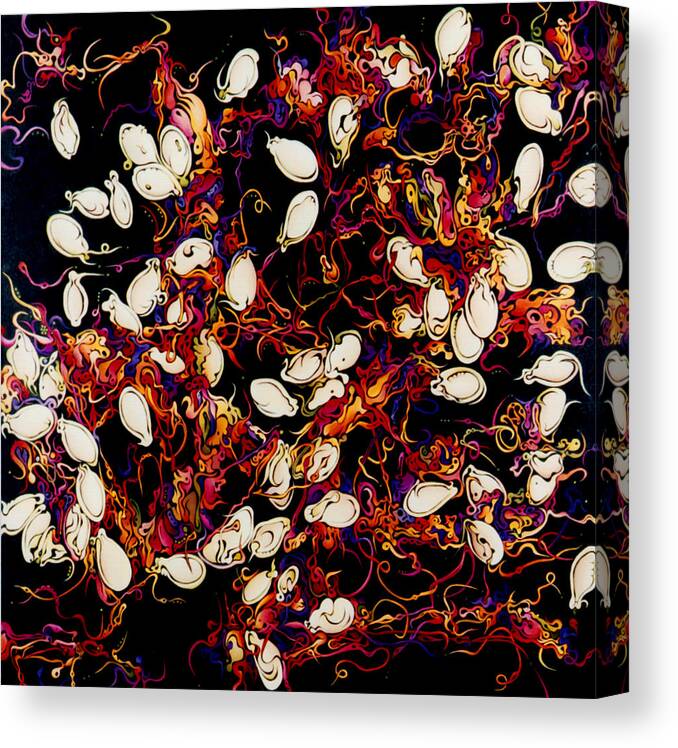 Seeds Canvas Print featuring the painting Pod Party by Amy Ferrari