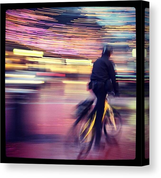 Downtownfortworth Canvas Print featuring the photograph Policeman Working. #downtownfortworth by Javier Vicencio
