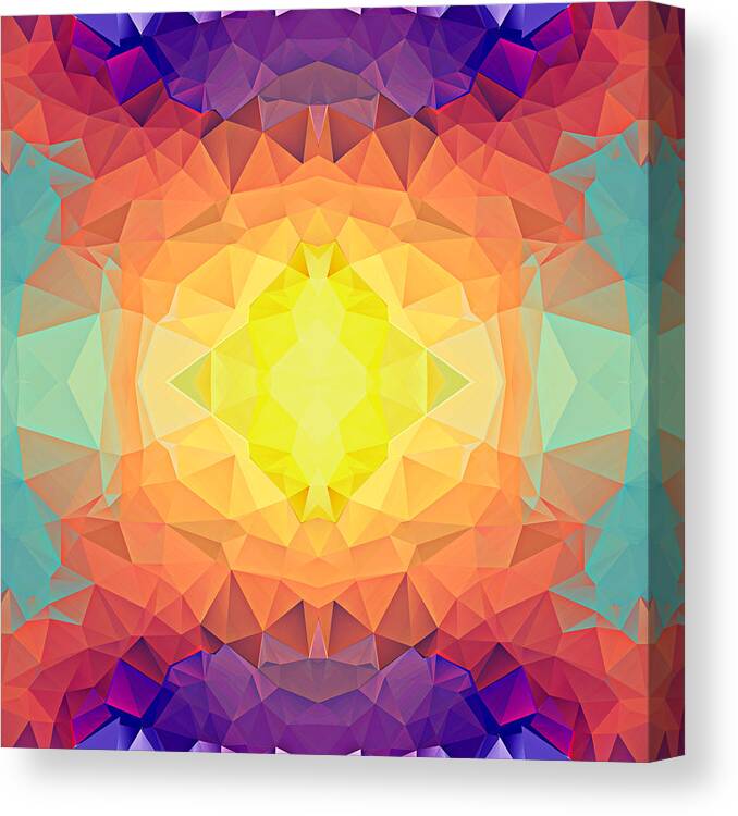 Kaleidoscope Canvas Print featuring the painting Polygon Mosaic Design Super 19 by Elaine Plesser