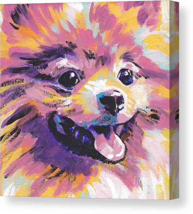 Pomeranian Canvas Print featuring the painting Pom Pom by Lea S