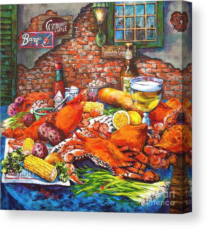 New Orleans Food Canvas Print featuring the painting Pontchartrain Crabs by Dianne Parks
