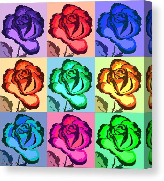 Rose Canvas Print featuring the painting Pop Art Roses - Square by Gina De Gorna