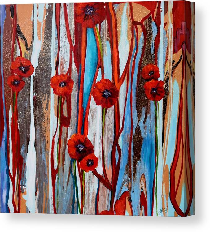 Abstract Canvas Print featuring the painting Poppy Abstract by Carole Sluski