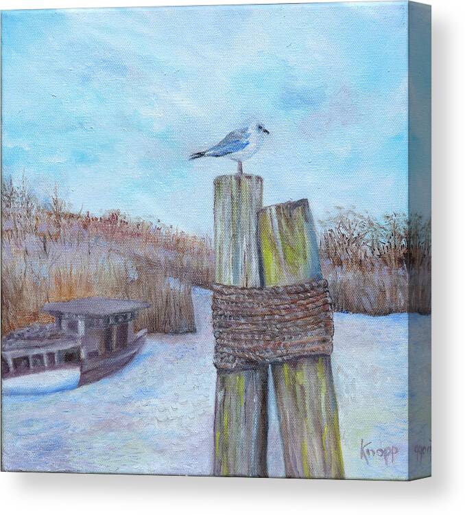 Seagull Canvas Print featuring the painting Port St. Joe by Kathy Knopp