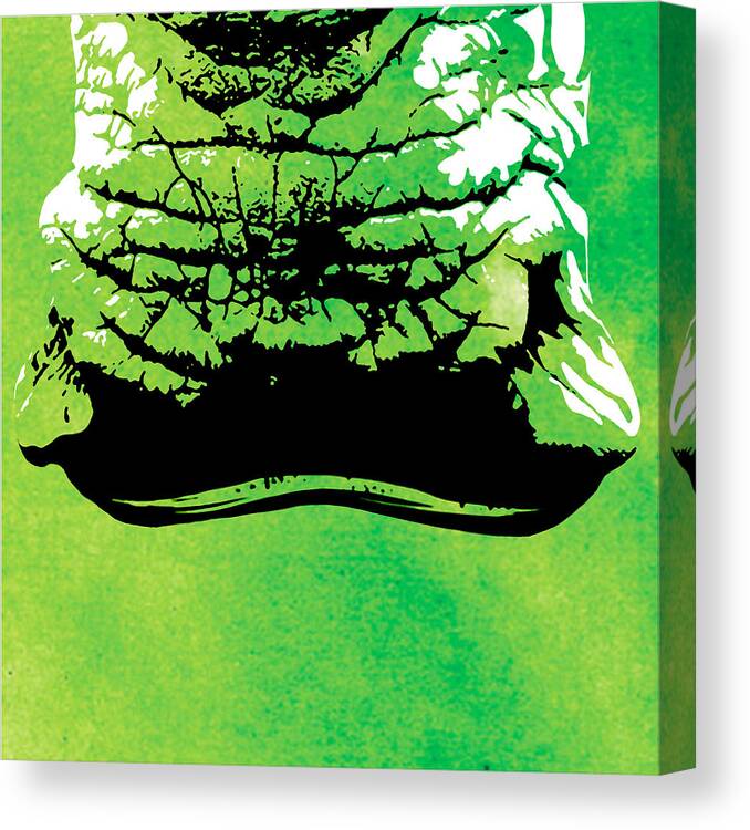 Rhino Canvas Print featuring the painting Rhino Animal Decorative Green Poster 8 - by Diana Van by Diana Van