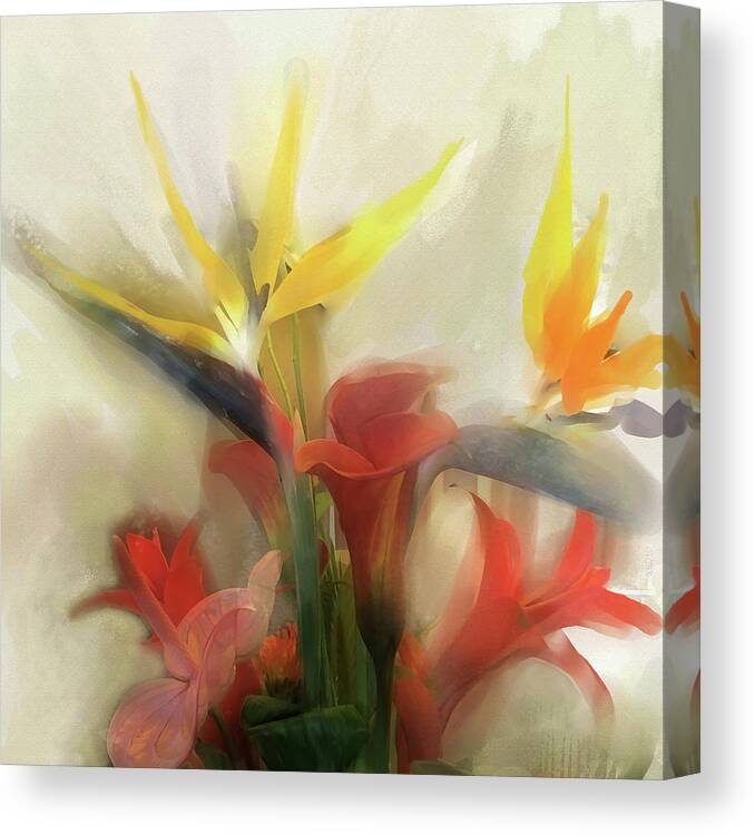 Floral Arrangement Canvas Print featuring the digital art Prelude to Autumn by Gina Harrison