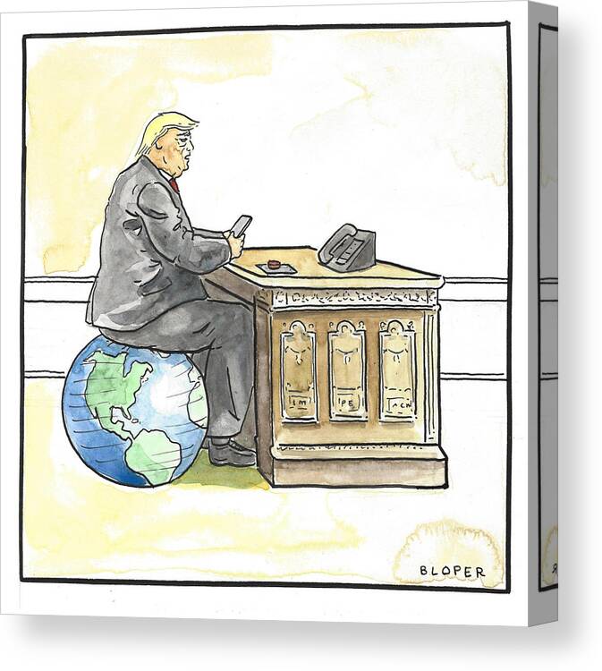 Captionless Canvas Print featuring the drawing President Trump in the seat of power by Brendan Loper