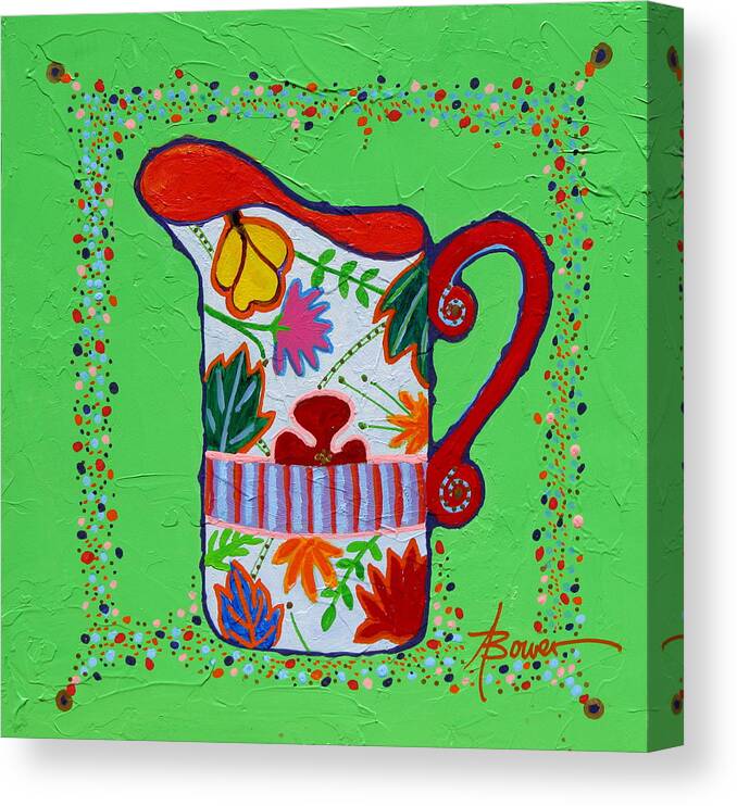 Still Life Canvas Print featuring the painting Pretty As A Pitcher by Adele Bower