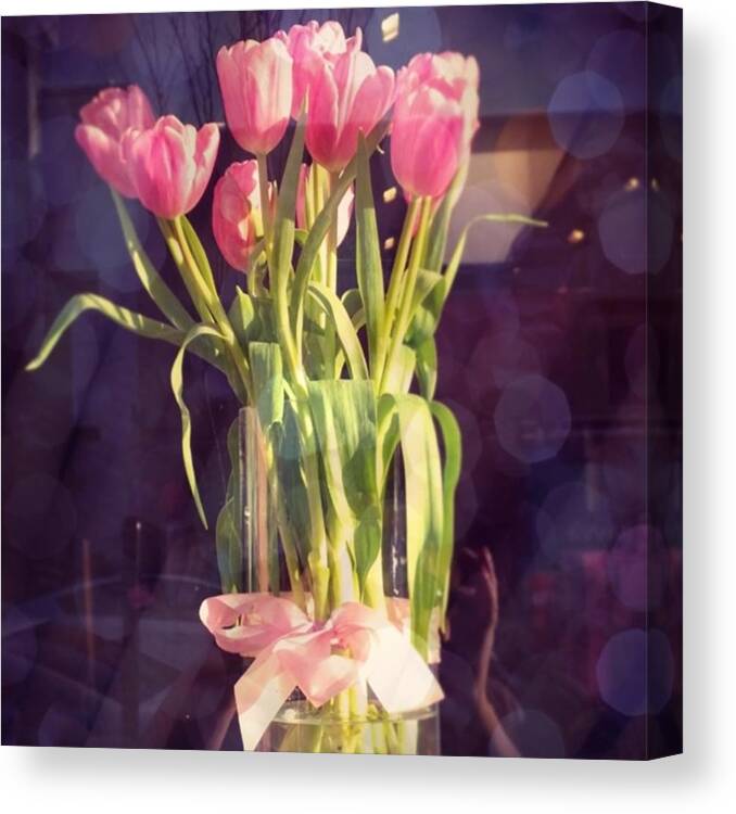 Pink Canvas Print featuring the photograph Pretty #tulip #flower #arrangement I by Shari Warren