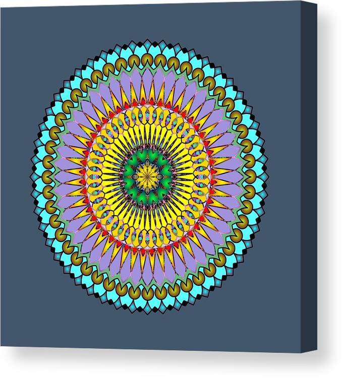 Mandala Canvas Print featuring the digital art Psychedelic Mandala 005 A by Larry Capra