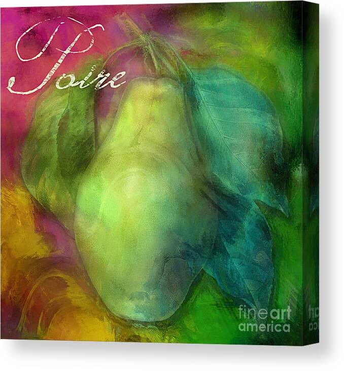 Pear Canvas Print featuring the painting Psychedelic Pear by Mindy Sommers