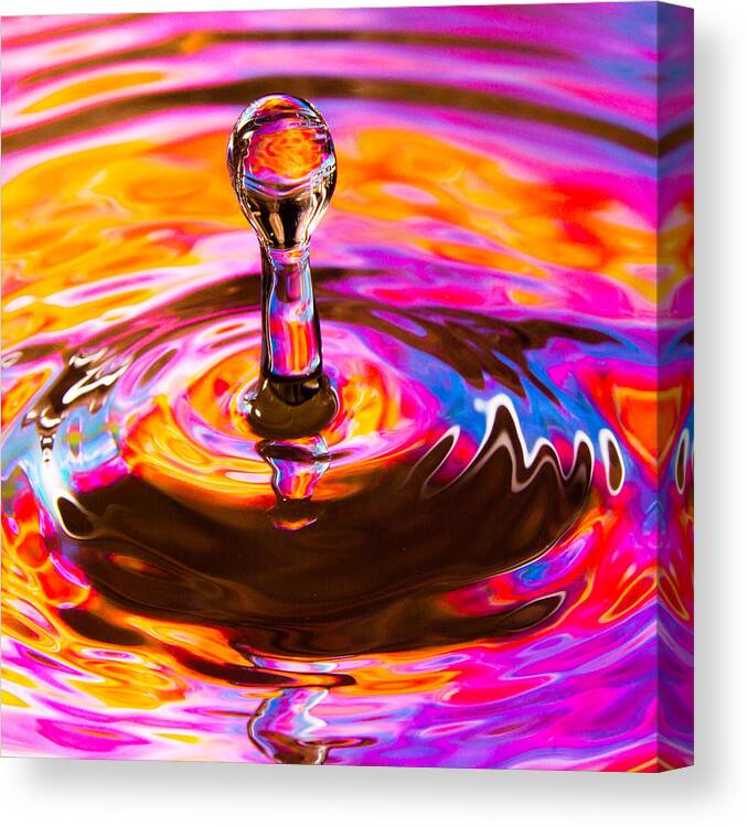 Abstract Canvas Print featuring the photograph Psychedelic Water Drop by SR Green