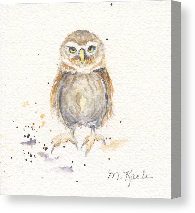 Bird Canvas Print featuring the painting Puck - Little Owl by Marsha Karle