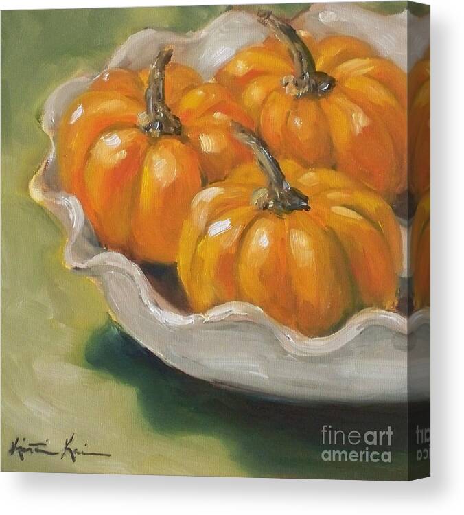 Pumpkins Painting Canvas Print featuring the painting Pumpkin Pie by Kristine Kainer