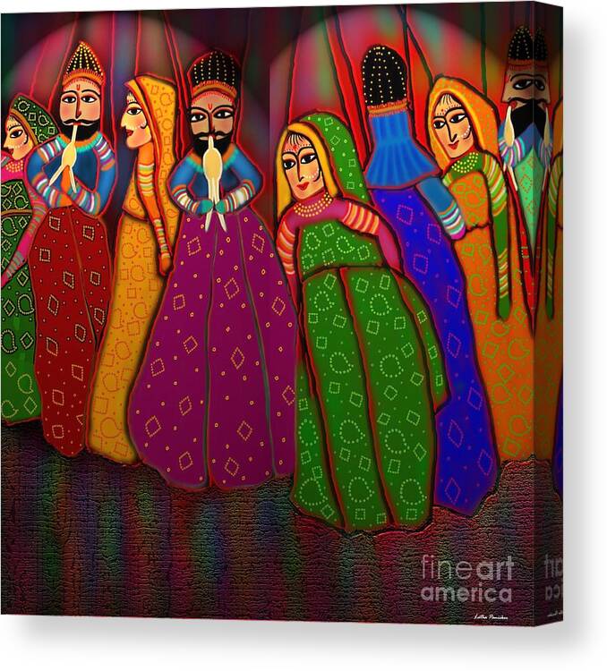 Puppet Show Painting Canvas Print featuring the digital art Puppet Show by Latha Gokuldas Panicker