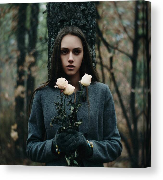 Woman Canvas Print featuring the photograph Purity. Forgetting Series by Inna Mosina
