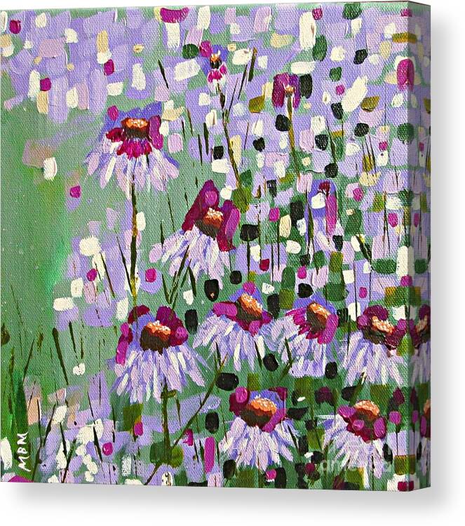 Abstract Canvas Print featuring the painting Purple Coneflowers by Mary Mirabal