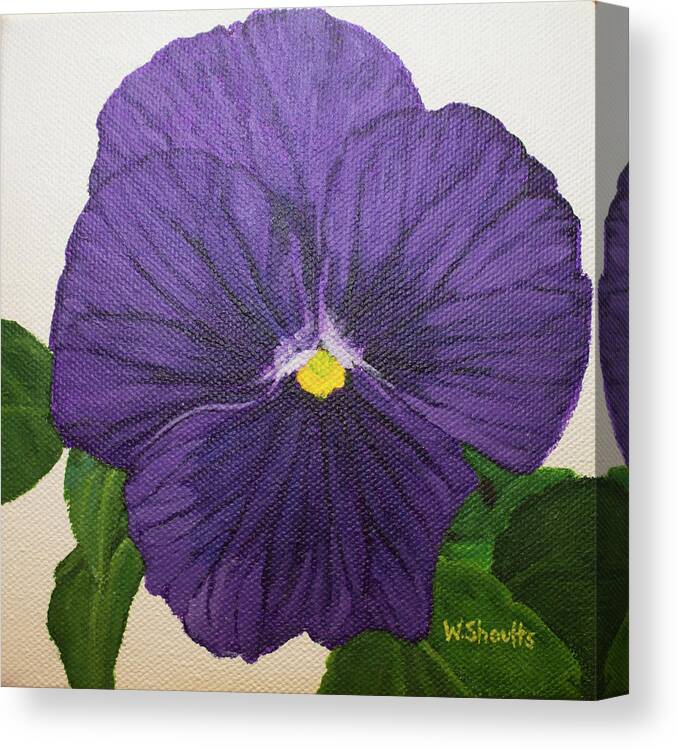 Pansy Canvas Print featuring the painting Purple Pansy by Wendy Shoults