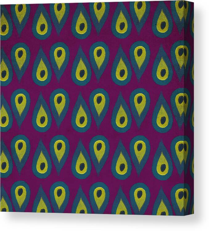 Pattern Canvas Print featuring the mixed media Purple Peackock Print by Linda Woods