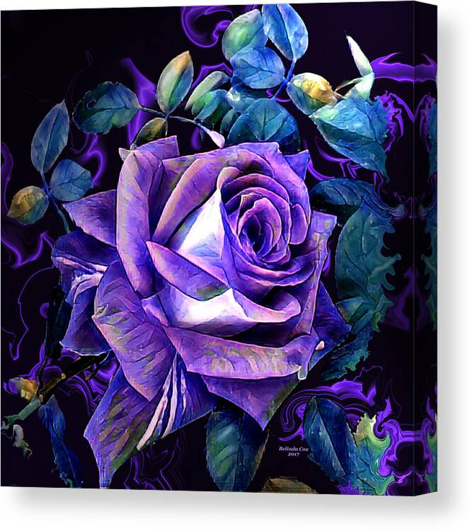Digital Art Canvas Print featuring the digital art Purple Rose Bud Painting by Artful Oasis