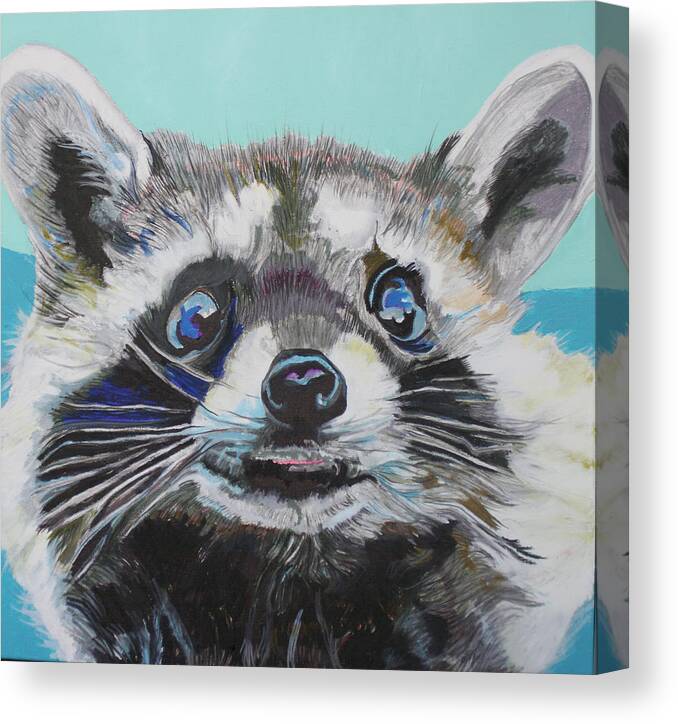 Racoon Canvas Print featuring the painting Racoon by Jamie Downs