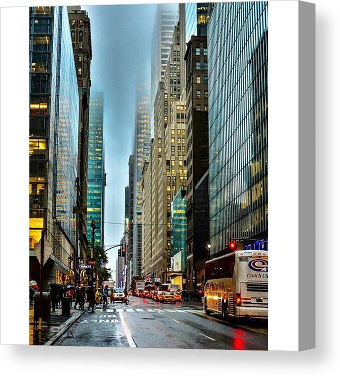 Urban Canvas Print featuring the photograph Rain Was On....#rain#city#citylife by Micha Dziekonski