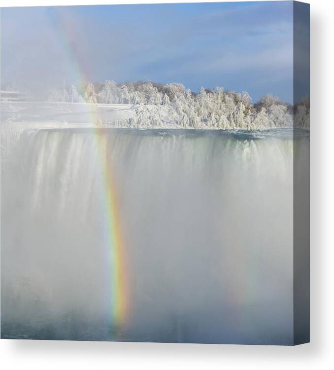 Canadian Canvas Print featuring the photograph Rainbow at Niagara Falls by SAURAVphoto Online Store