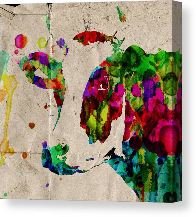 Cow Canvas Print featuring the painting Rainbow Cow Print Poster by Robert R Splashy Art Abstract Paintings