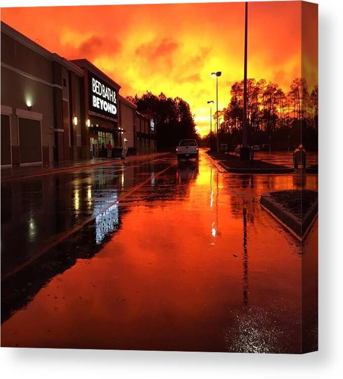Biloxi Canvas Print featuring the photograph Rainbow On One Side, Fiery Sky On The by Joan McCool