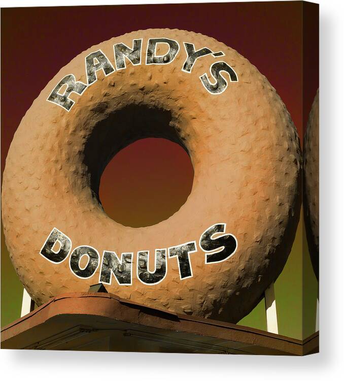 Randy's Donuts Canvas Print featuring the photograph Randy's Donuts - 2 by Stephen Stookey