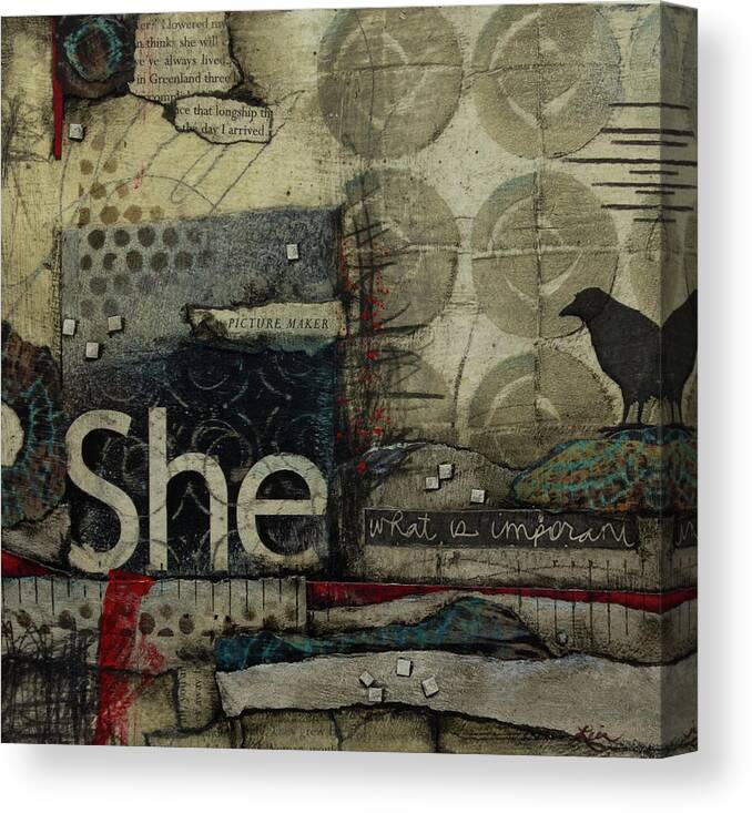 Collage Canvas Print featuring the mixed media RAW by Laura Lein-Svencner
