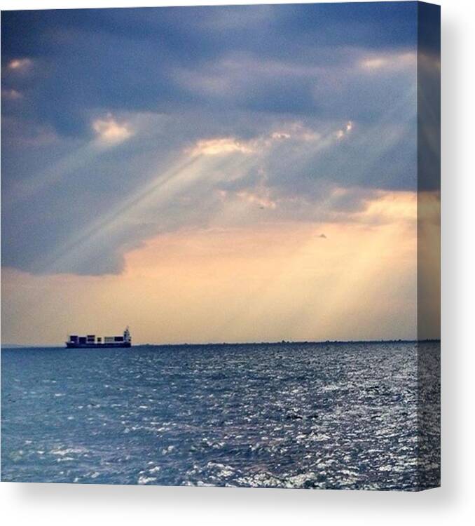 Europe Canvas Print featuring the photograph Rays Of Light And A Ship by Emmanuel Varnas