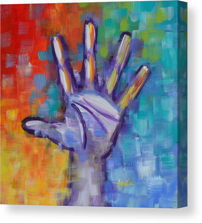 Palm Canvas Print featuring the painting Reaching Out by Agata Lindquist