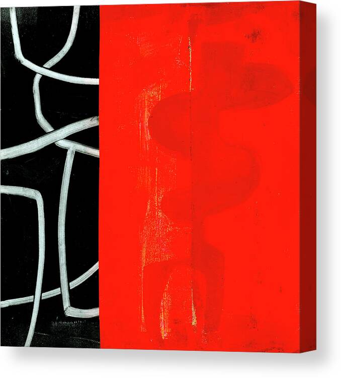 Abstract Art Canvas Print featuring the painting Red Black Print by Jane Davies