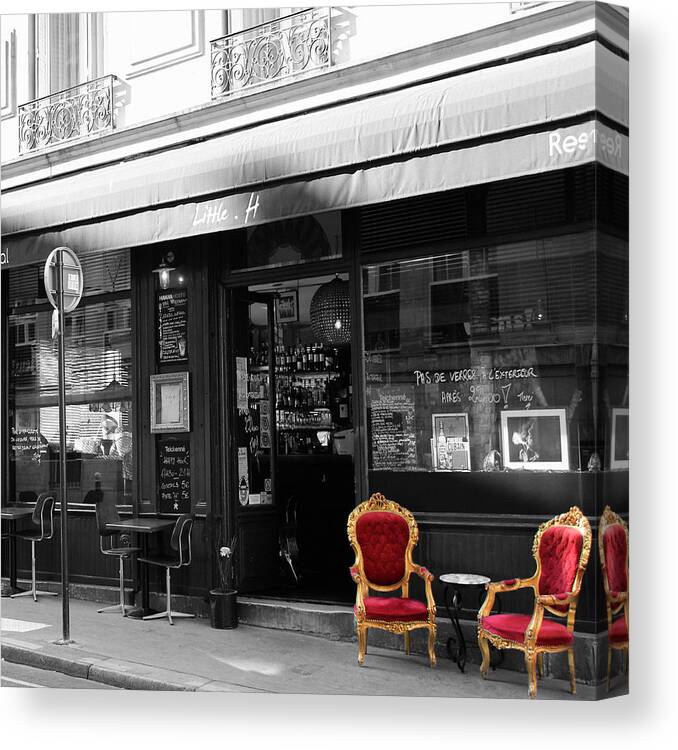 Paris Canvas Print featuring the photograph Red Chairs by Andrew Fare