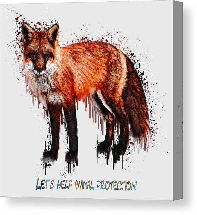 Red Fox Canvas Print featuring the painting Red Fox In Tears digital painting by Georgeta Blanaru