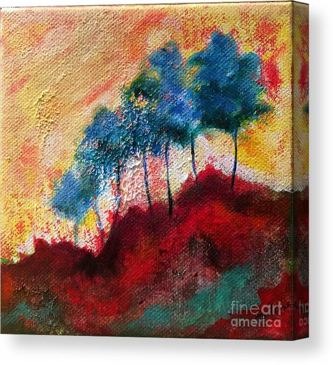 Landscape Canvas Print featuring the painting Red Glade by Elizabeth Fontaine-Barr