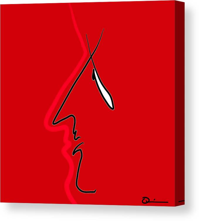 Face Canvas Print featuring the digital art Red by Jeffrey Quiros