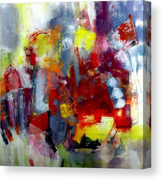 Katie Black Canvas Print featuring the painting Red light by Katie Black
