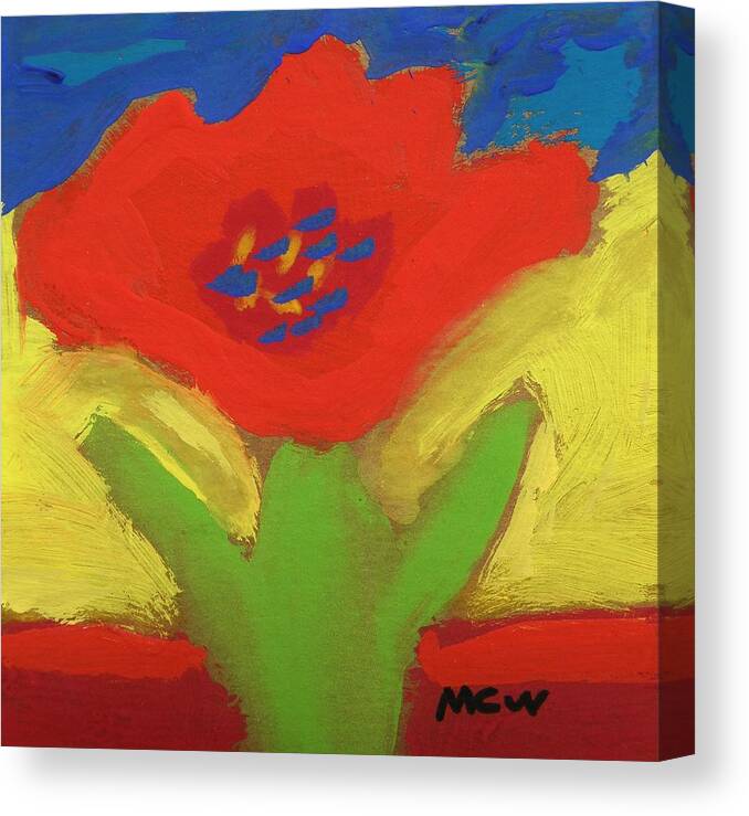 Red Flower Canvas Print featuring the painting Red Number 1 by Mary Carol Williams